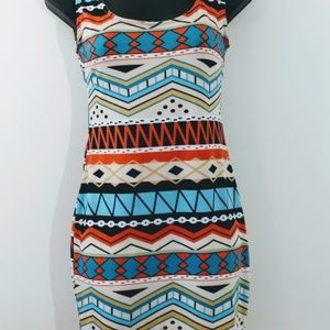 Abstract-Ethnic Print Mini Dress (Brand New)